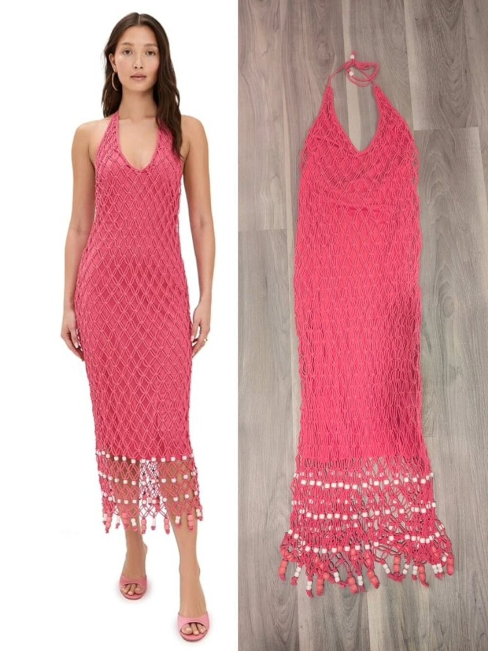 The Wolf Gang | Reis Macrame Maxi Dress In Candy